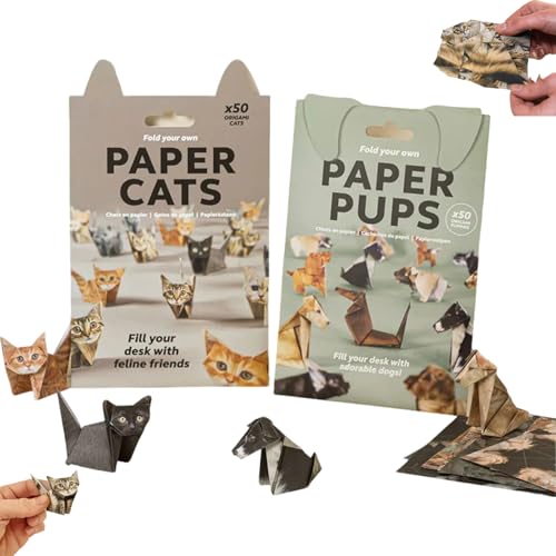 Diy Paper Cats Kit, Fun 3d Paper Dog & Cat & Dinosaur Models,diy-papierkatzen-set,Creative Origami Animal Kit,Contains 50 Origami Sheets,Desk Decor, Fun Craft Activity for Adults & Kids-2pcs von NAUXIU