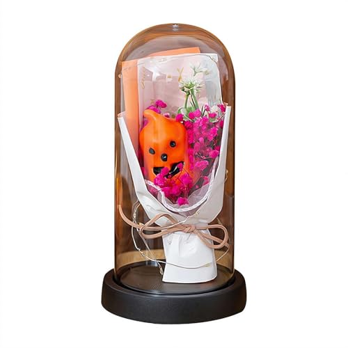 Halloween Leuchtender Geist in Glasglocke - Niedliche Geisterdekoration für Indoor Halloween Dekorationen, Tischplatte, Küche, Kaminsims & Party Dekor - Gruselige Ferienhausdekorationen von NAUXIU