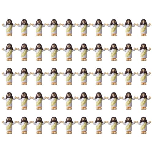 NAUXIU 50 Stück Mini Jesus Figuren - Gummi Jesus Figuren Set, originelles Design zum Verstecken, Sonntagsschule, Taufgeschenke & religiöse Feiern von NAUXIU