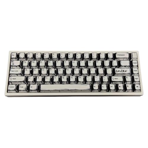 NAUXIU PBT Comic Style Keycaps Profile Komplettset 141 Tasten Tastenkappen Geeignet für mechanische MX Switches Keyboard von NAUXIU
