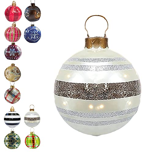 NAUXIU Riesen Weihnachtskugeln Garten,Outdoor Christmas PVC Aufblasbarer Verzierter Ball,riesiger Aufblasbarer Weihnachtsball Weihnachtsbaumschmuck,23,6 Zoll Weihnachtsaufblasbare Bälle von NAUXIU