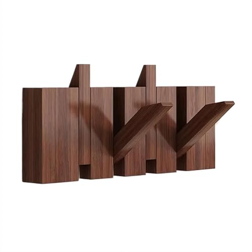 NAUXIU Wandmontierte Klaviergarderobe, Garderobenleiste, Wandhalterung, herunterklappbare Hakenleiste, 4 Haken, Eingangs-Wandkunsthaken, aus Akazienholz von NAUXIU
