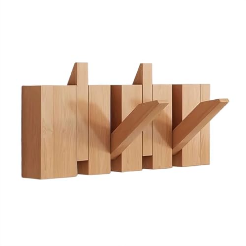 NAUXIU Wandmontierte Klaviergarderobe, Garderobenleiste, Wandhalterung, herunterklappbare Hakenleiste, 4 Haken, Eingangs-Wandkunsthaken, aus Akazienholz von NAUXIU