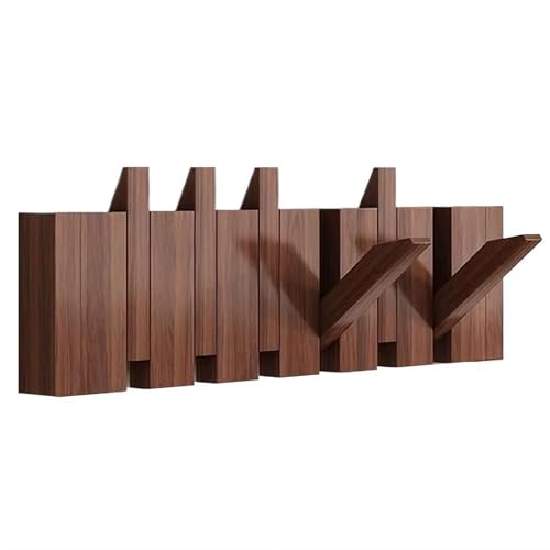 NAUXIU Wandmontierte Klaviergarderobe, Garderobenleiste, Wandhalterung, herunterklappbare Hakenleiste, 6 Haken, Eingangs-Wandkunsthaken, aus Akazienholz von NAUXIU