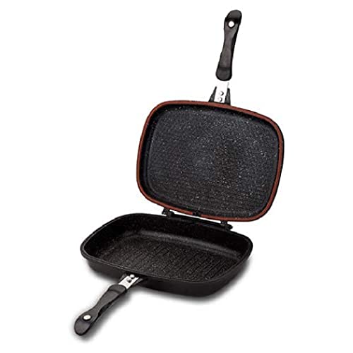 NAVA Grillpfanne Funtzio | 42 x 33 CM | Grill Pan mit Granitbeschichtung | Grillpfannen Doppelseitig Verschließbar | Steakpfanne Grill Pfanne | Antihaft | Toaster Sandwichmaker von NAVA