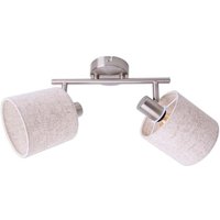 Deckenleuchte 2 flammig Wohnzimmerlampe Spotleuchte Deckenlampe, Metall Textil natur, 2x E14, LxH 46x22 cm von NAVE