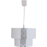 Pendelleuchte Hängelampe Deckenleuchte Wohnzimmerlampe Textil Metall Weiß H 105 von NAVE