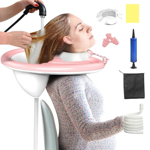 NAVESO 7 Stück Haarwaschbecken für Bettlägerige, Aufblasbares Haarwaschbecken, PVC Haare Waschen im Bett, Faltbares Mobiles Haarwaschbecken für ältere Menschen, Behinderte, Schwangere, Verletzte von NAVESO