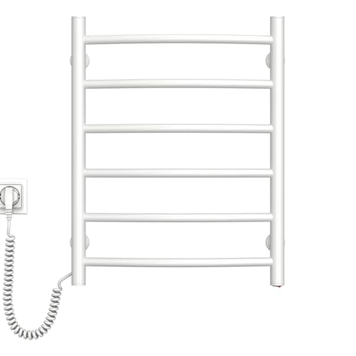 NAVIN Elektrischer Handtuchtrockner Camellia mit Druckknopf – Weiß (Weiß - Linkes, 480х600) von NAVIN