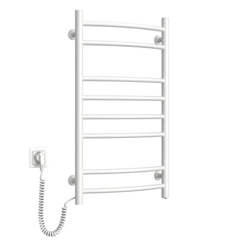NAVIN Elektrischer Handtuchtrockner Camellia mit Druckknopf – Weiß (Weiß - Linkes, 480х800) von NAVIN