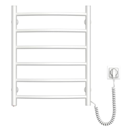 NAVIN Elektrischer Handtuchtrockner Camellia mit Druckknopf – Weiß (Weiß - Rechtes, 480х600) von NAVIN