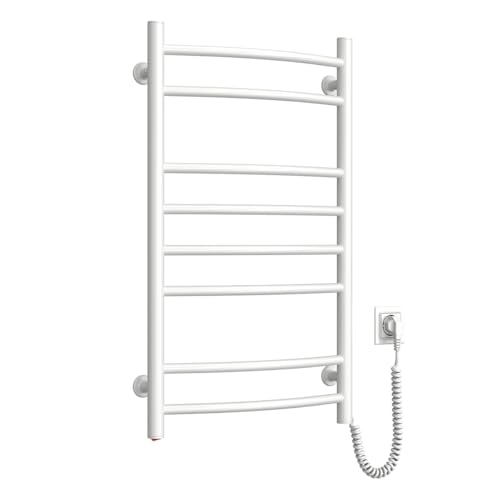 NAVIN Elektrischer Handtuchtrockner Camellia mit Druckknopf – Weiß (Weiß - Rechtes, 480х800) von NAVIN