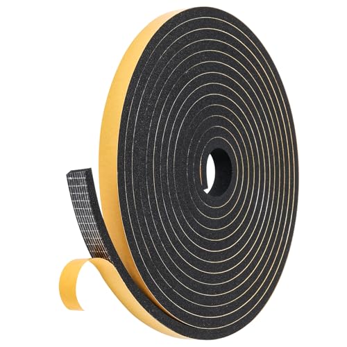 Dichtungsband selbstklebend für Türen und Fenster, 5m Schaumstoffband 6mm(B) x 3mm(D) Türdichtung, Gummidichtung für Kollisionsschutz und Schalldämmung- Schwarz von NAVK