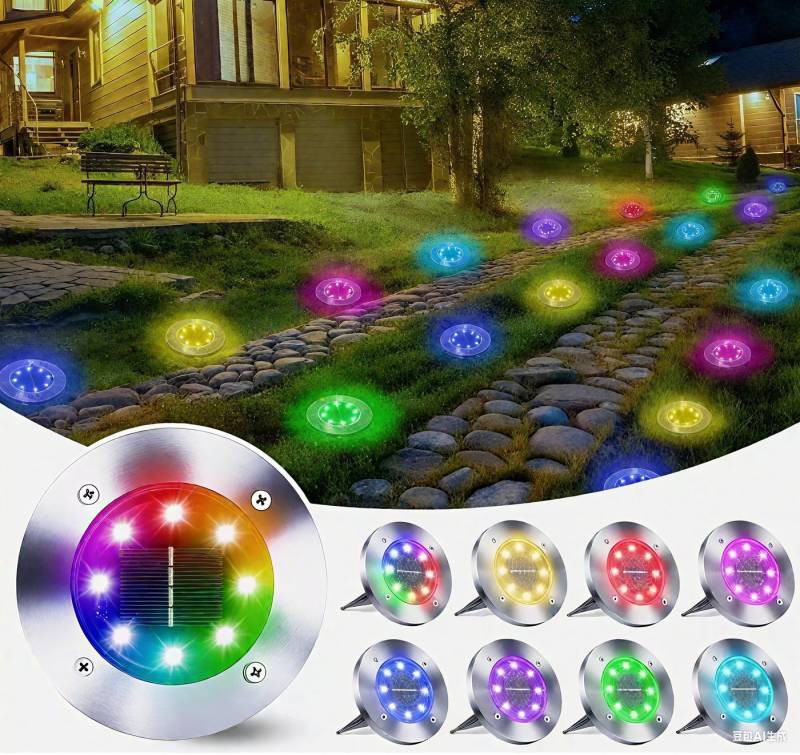 NAVPLUS Gartenstecker 8er SOLARLEUCHTE 8LED BODENSTRAHLER AUßEN IP65 GARTENLEUCHTEN von NAVPLUS