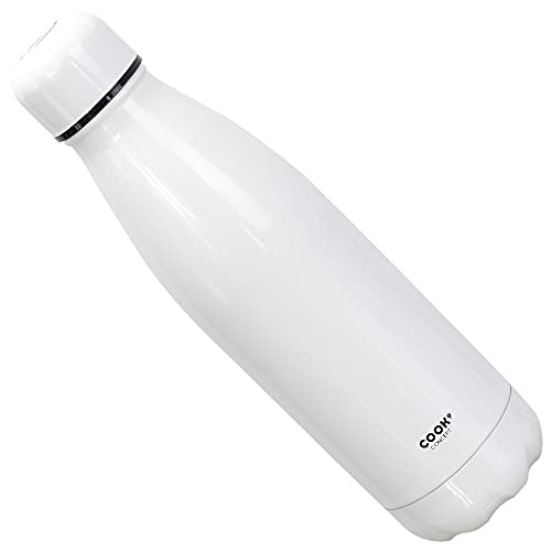 NAWA Home - Thermosflasche aus Edelstahl 500ml | Doppelwandige Vakuum-Isolierung | Hält Getränke 18 Stunden kalt und 6 Stunden heiß | BPA-Frei | Perfekt für Schule, Arbeit, Reisen, Weiß, Edelstahl von NAWA Home & Work