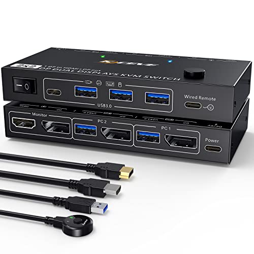 Dual Monitor DP KVM Switch, MST 2 Ein 2 Aus Displayport USB3.0 KVM Umschalter Unterstützt Extend und Mirror Modi, HDMI und DP Monitorausgang für 2 Computer, teilen sich 2 Monitore Dual Monitor DP KVM Switch, MST 2 Ein 2 Aus Displayport USB3.0 KVM Umschalter Unterstützt Extend und Mirror Modi, HDMI und DP Monitorausgang für 2 Computer, teilen sich 2 Monitore von NAWEN