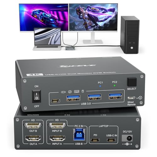 KVM Switch 2 PC 2 Monitore USB C HDMI, Dual-Monitor USB 3.0 Typ C Umschalter 4K@60Hz für 2 Computer, Tastatur und Maus Gemeinsam Nutzen KVM Switch 2 PC 2 Monitore USB C HDMI, Dual-Monitor USB 3.0 Typ C Umschalter 4K@60Hz für 2 Computer, Tastatur und Maus Gemeinsam Nutzen von NAWEN