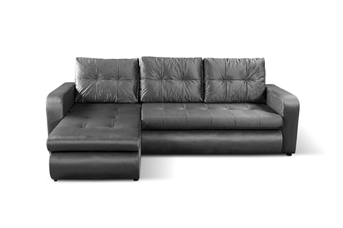 NAWSTOL - Ecksofa Orlando mit Schlaffunktion und 2 Bettkästen – Schlafsofa mit Stauraum, L-Form, Moderne Couch für Wohnzimmer, viele Farben wählbar (Grau) von NAWSTOL