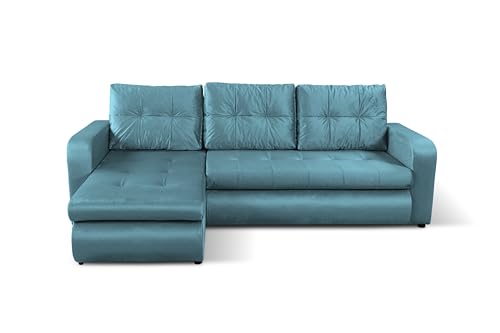 NAWSTOL - Ecksofa Orlando mit Schlaffunktion und 2 Bettkästen – Schlafsofa mit Stauraum, L-Form, Moderne Couch für Wohnzimmer, viele Farben wählbar (Hellblau) von NAWSTOL