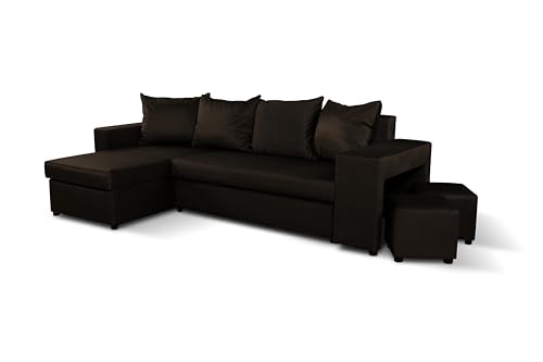 NAWSTOL - Ecksofa SAM – Moderne Wohnzimmersofa Couch mit Schlaffunktion und Bettkasten – Eckcouch Sofa L-Form – Bequeme Couchgarnitur für Wohnzimmer (Dunkelbraun) von NAWSTOL