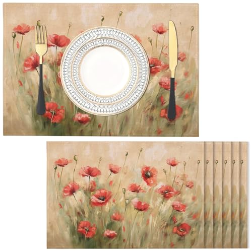 2er Set Dekoratives Platzset Rote Blumen Tischset Leinen Platzdeckchen 30x45cm Winter Tischsets mit Retro Küche Party Deko Restaurant Café Zuhause 2er Set Dekoratives Platzset Rote Blumen Tischset Leinen Platzdeckchen 30x45cm Winter Tischsets mit Retro Küche Party Deko Restaurant Café Zuhause von NAWVNMI