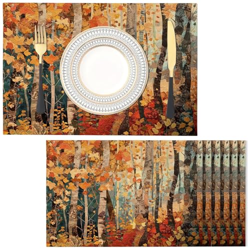 2er Set Tischset Platzset Wald Dekorative Platzmatte hochwertige Baumwolle und Leinen Tischunterlagen 45x30cm Herbst Platzsets Abwaschbar von NAWVNMI