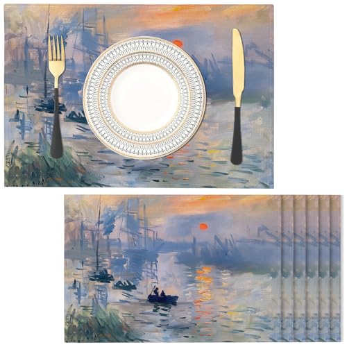 Monet-Stil Platzsets 2er Set, 30x45cm Sonnenaufgang Urlaub Bankett Tischsets Waschbar Platzdeckchen Küche Party Deko Camping Baumwolle Leinen Tischsets Monet-Stil Platzsets 2er Set, 30x45cm Sonnenaufgang Urlaub Bankett Tischsets Waschbar Platzdeckchen Küche Party Deko Camping Baumwolle Leinen Tischsets von NAWVNMI