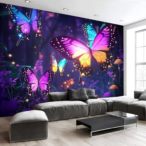 Selbstklebende Tapete Fluoreszierender Schmetterling Selbstklebend Tapete Fototapete 250x180cm Klebetapete Selbstklebend Wand Klebefolie Deko Wasserdichtes von NAWVNMI