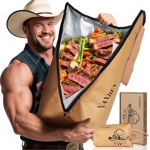 NAXBEY BBQ Fleischdecke zum Ausruhen von Fleisch, 53,3 cm Grilldecke zum Ausruhen von Fleisch, breite Öffnung, Räuchertasche für Truthahn, Rippen, Steak, Bruststück von NAXBEY