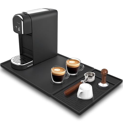 Abtropfmatte Geschirr, 2-in-1 Unterlage Kaffeemaschine Silikon Matte Für Kaffeemaschine 50X40.5X1.1CM, Mit Getrennt Abtropfmatte & Zwei Untersetzer, Hitzebeständiges Rutschfeste Matte Silikonmatte von NAYAHOSE