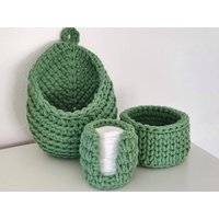 Badaufbewahrung Set Bestehend Aus 3 Körben Gefertigt Recycelter Baumwollkordel Badaufbewahrung Set Bestehend Aus 3 Körben Gefertigt Recycelter Baumwollkordel von NAYAMADE