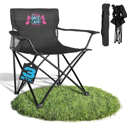 NAYVER Faltstuhl mit Tragetasche & Becherhalterung - Outdoor Klappstuhl Beer Chair – Base Camp Edition für Festivals und Partys - Leicht und Platz sparend - Becherhalterung - Angelstuh (3er Pack) von NAYVER