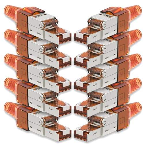 10x Netzwerk Stecker CAT 7 Werkzeuglos RJ45 CAT7 Netzwerkstecker für Verlegekabel LAN Kabel Stecker ohne Werkzeug werkzeugfrei Patchkabel Netzwerkkabel von NAmobile