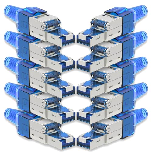 10x Netzwerk Stecker CAT 7 Werkzeuglos RJ45 CAT7 Netzwerkstecker für Verlegekabel LAN Kabel Stecker ohne Werkzeug werkzeugfrei Patchkabel Netzwerkkabel von NAmobile