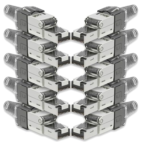 10x Netzwerk Stecker CAT 7 Werkzeuglos RJ45 CAT7 Netzwerkstecker für Verlegekabel LAN Kabel Stecker ohne Werkzeug werkzeugfrei Patchkabel Netzwerkkabel von NAmobile