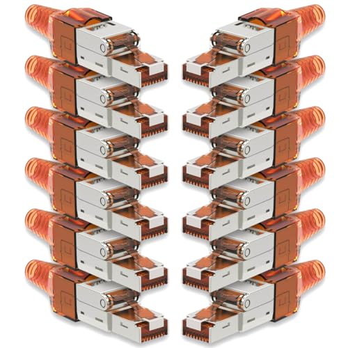 12x Netzwerk Stecker CAT 7 Werkzeuglos RJ45 CAT7 Netzwerkstecker für Verlegekabel LAN Kabel Stecker ohne Werkzeug werkzeugfrei Patchkabel Netzwerkkabel von NAmobile