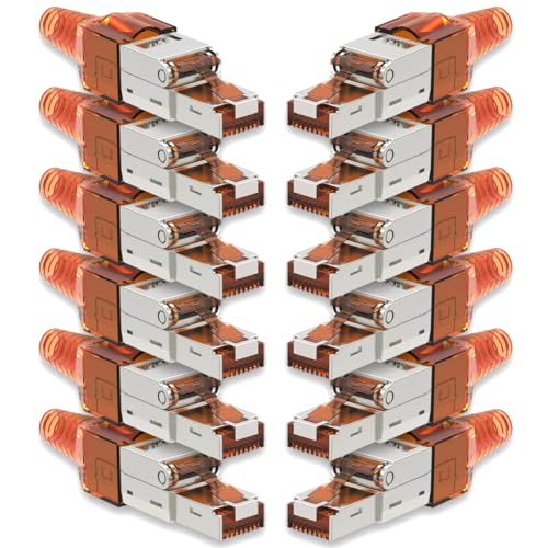 12x Netzwerk Stecker CAT 7 Werkzeuglos RJ45 CAT7 Netzwerkstecker für Verlegekabel LAN Kabel Stecker ohne Werkzeug werkzeugfrei Patchkabel Netzwerkkabel von NAmobile