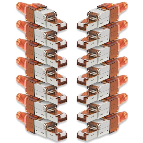 14x Netzwerk Stecker CAT 7 Werkzeuglos RJ45 CAT7 Netzwerkstecker für Verlegekabel LAN Kabel Stecker ohne Werkzeug werkzeugfrei Patchkabel Netzwerkkabel von NAmobile