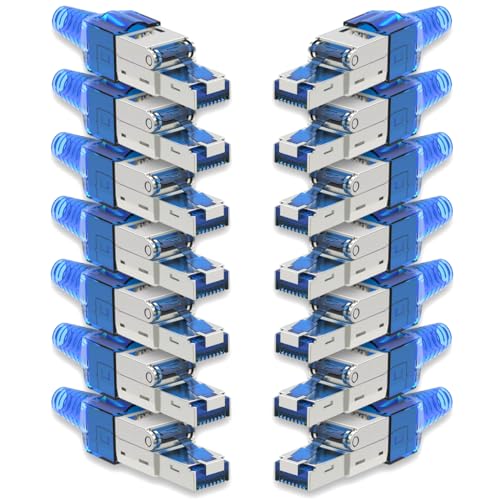 14x Netzwerk Stecker CAT 7 Werkzeuglos RJ45 CAT7 Netzwerkstecker für Verlegekabel LAN Kabel Stecker ohne Werkzeug werkzeugfrei Patchkabel Netzwerkkabel von NAmobile