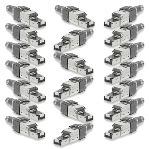 20x Netzwerk Stecker CAT 7 Werkzeuglos RJ45 CAT7 Netzwerkstecker für Verlegekabel LAN Kabel Stecker ohne Werkzeug werkzeugfrei Patchkabel Netzwerkkabel von NAmobile