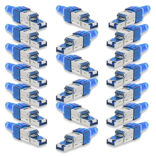 20x Netzwerk Stecker CAT 7 Werkzeuglos RJ45 CAT7 Netzwerkstecker für Verlegekabel LAN Kabel Stecker ohne Werkzeug werkzeugfrei Patchkabel Netzwerkkabel von NAmobile