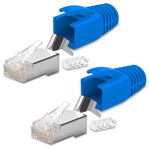 2X Netzwerkstecker Netzwerk DSL Stecker CAT7 CAT6 CAT6A CAT5 RJ45 DSL LAN vergoldete Kontakte Knickschutz von NAmobile