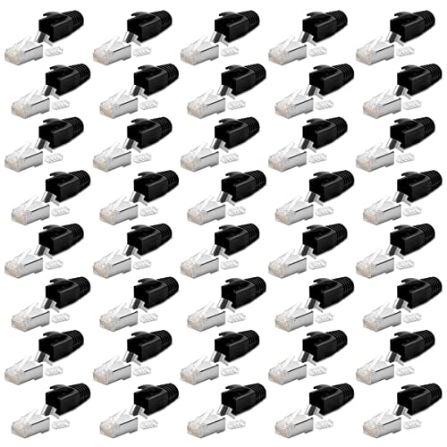 40x Netzwerkstecker Netzwerk DSL Stecker CAT7 CAT6 CAT6A CAT5 RJ45 DSL LAN vergoldete Kontakte Knickschutz Crimpstecker von NAmobile