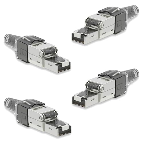 4X Netzwerk Stecker CAT 7 Werkzeuglos RJ45 CAT7 Netzwerkstecker für Verlegekabel LAN Kabel Stecker ohne Werkzeug werkzeugfrei Patchkabel Netzwerkkabel von NAmobile