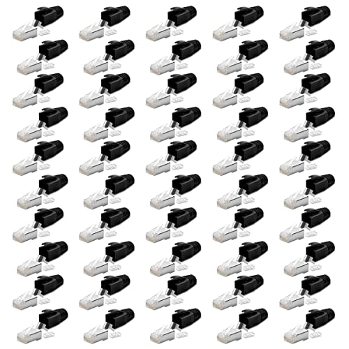 50x Netzwerkstecker Netzwerk DSL Stecker CAT7 CAT6 CAT6A CAT5 RJ45 DSL LAN vergoldete Kontakte Knickschutz Crimpstecker von NAmobile