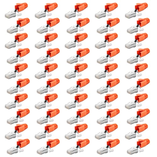 50x Netzwerkstecker Netzwerk DSL Stecker CAT7 CAT6 CAT6A CAT5 RJ45 DSL LAN vergoldete Kontakte Knickschutz Crimpstecker von NAmobile