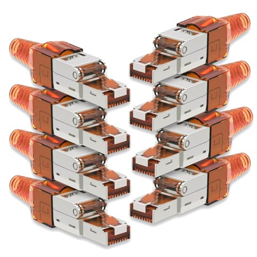 8X Netzwerk Stecker CAT 7 Werkzeuglos RJ45 CAT7 Netzwerkstecker für Verlegekabel LAN Kabel Stecker ohne Werkzeug werkzeugfrei Patchkabel Netzwerkkabel von NAmobile