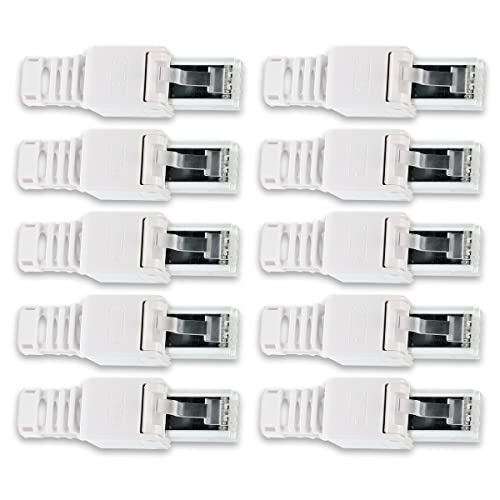 Namobile 10x CAT 6A RJ45 Netzwerkstecker werkzeuglos CAT7 CAT6 CAT5 CAT5e LAN Kabel Netzwerk Stecker ohne Werkzeug werkzeugfrei Crimpstecker für Patchkabel Netzwerkkabel Verlegekabel von Namobile