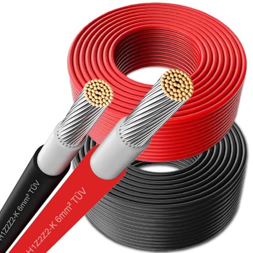 NAmobile Solar Verlängerungskabel für Solarpanel - Solarleitung Solarkabel für Solarmodule - Photovoltaik-Kabel - Kabel 6 mm² - 5-100 Meter - TÜV, Farben:Schwarz, Länge Kabel:25 Meter NAmobile Solar Verlängerungskabel für Solarpanel - Solarleitung Solarkabel für Solarmodule - Photovoltaik-Kabel - Kabel 6 mm² - 5-100 Meter - TÜV, Farben:Schwarz, Länge Kabel:25 Meter von NAmobile