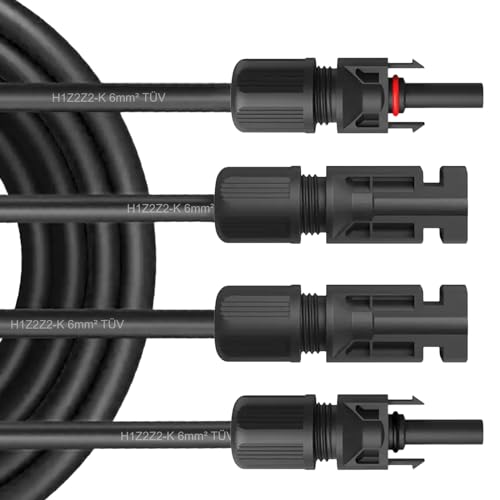 NAmobile Solar Verlängerungskabel für Solarpanel - Solarstecker Solarkabel für Solarmodule - Photovoltaik-Stecker - Kabel 4 mm² / 6 mm² - TÜV, Kabelquerschnitt:6mm², Länge:2X 7m incl. Stecker von NAmobile